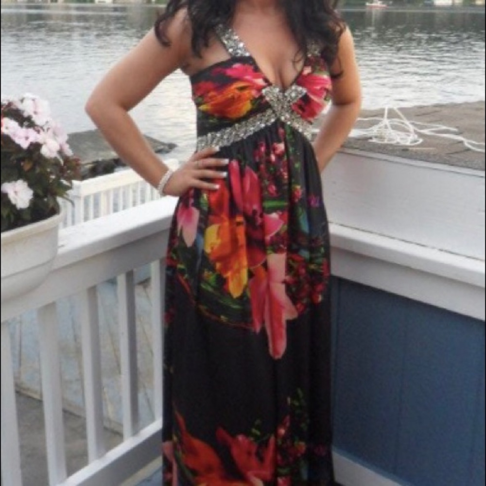 Floor length floral evening gown